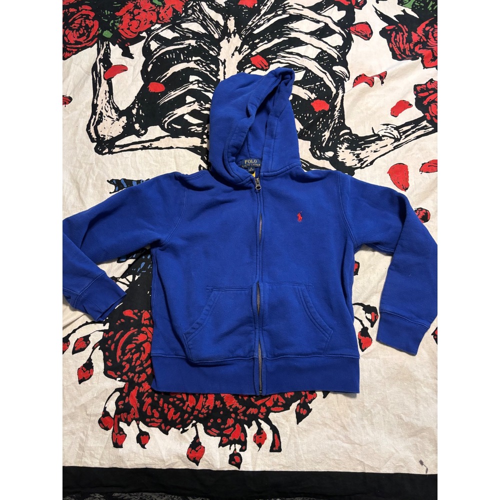 Polo Ralph Lauren Boys Royal Blue Full Zip Hoodie Sweatshirt Size M 10-12